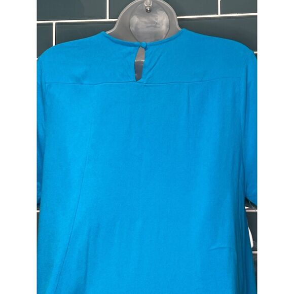 UMGEE BRIGHT TURQUOISE BLUE SHORT SLEEVE EMBROIDERED FLOWY BOHO A-LINE DRESS M - Picture 6 of 9